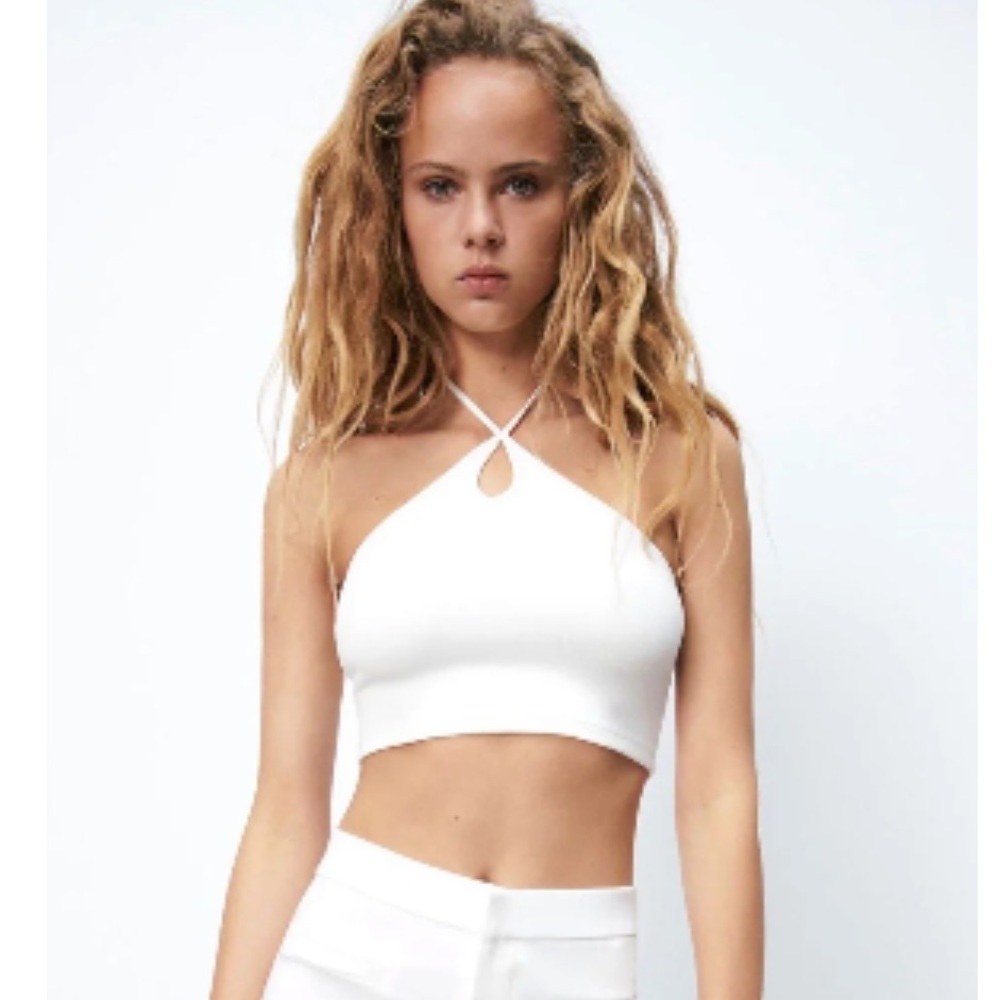 Zara white keyhole top